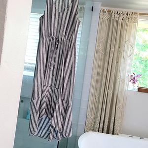 High/Low Striped Linen Dress